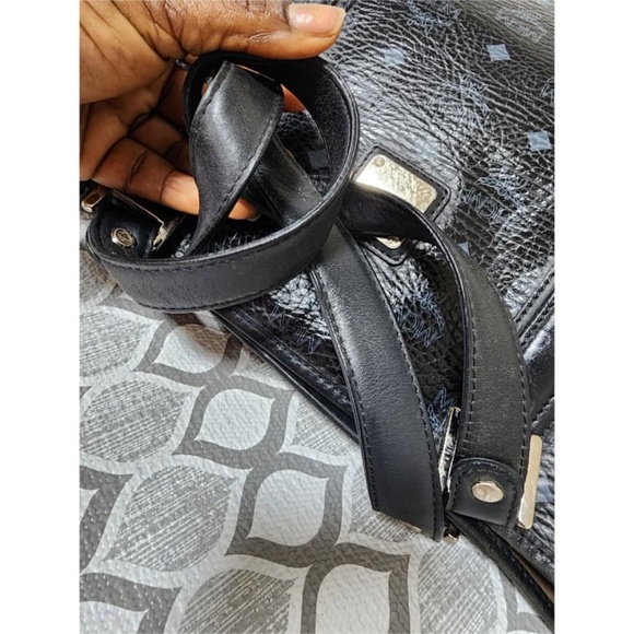 Authentic MCM Visestos Shopping Tote Bag Black/Grey - Picture 9 of 13